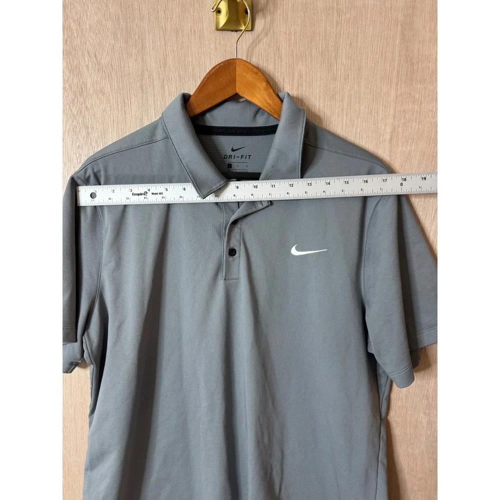 Nike Golf Shirt Mens Large Gray Dri-FIT Waffle Knit Short Sleeve Polo Athletic